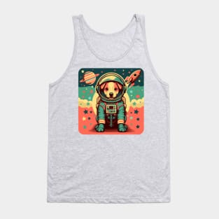 Retro Futurism Patriotic Astronaut Dog Tank Top